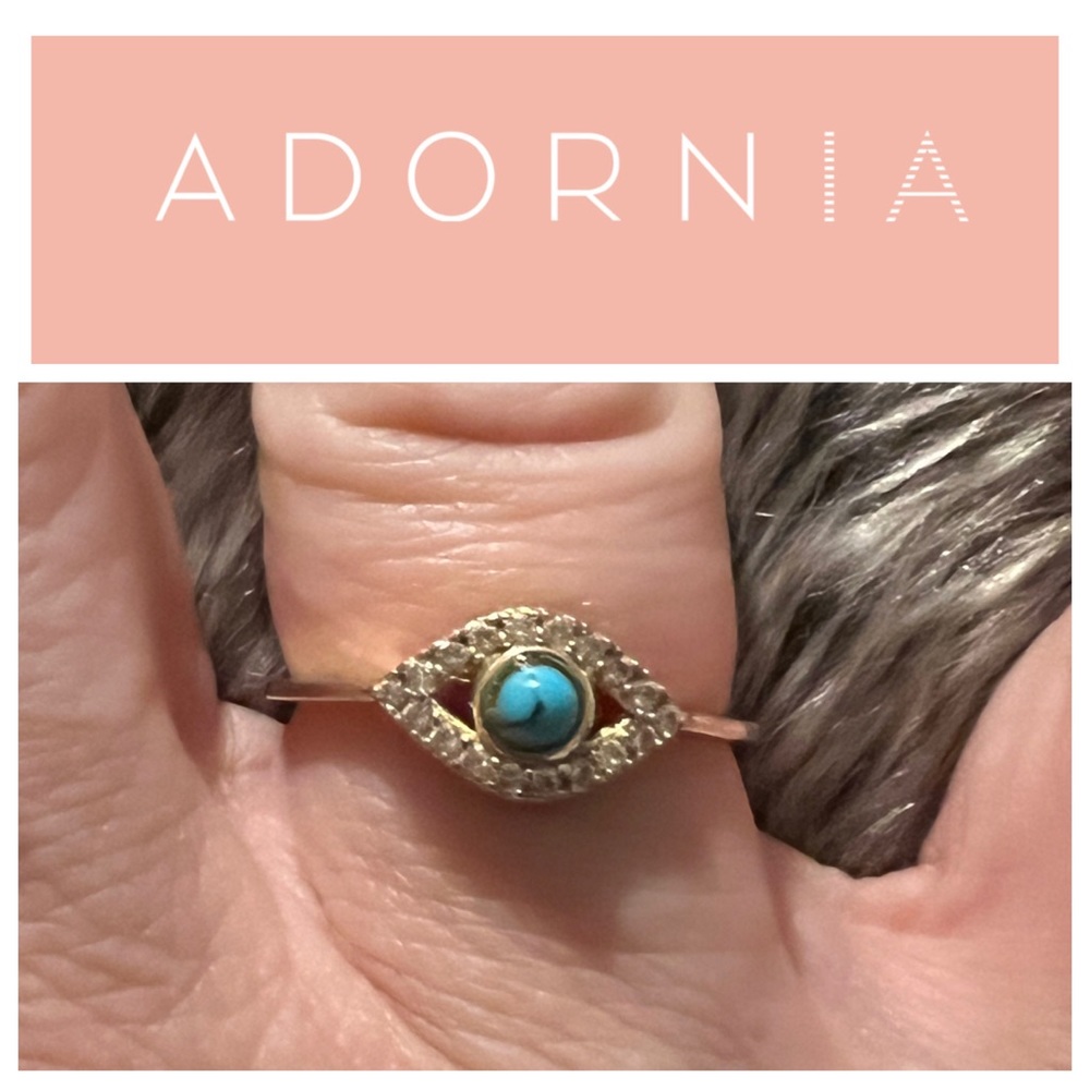 Adornia 14K Gold PlatedTurquoise Swarovski Crystal Accented Evil Eye